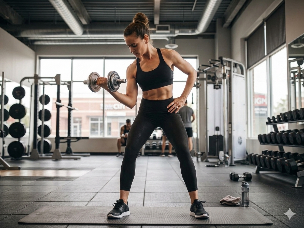 Athlete training with a kettlebell